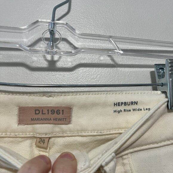 DL1961 Marianna Hewitt Hepburn High Rise Wide Leg Jeans in Sutter Cream 24 - Picture 3 of 8